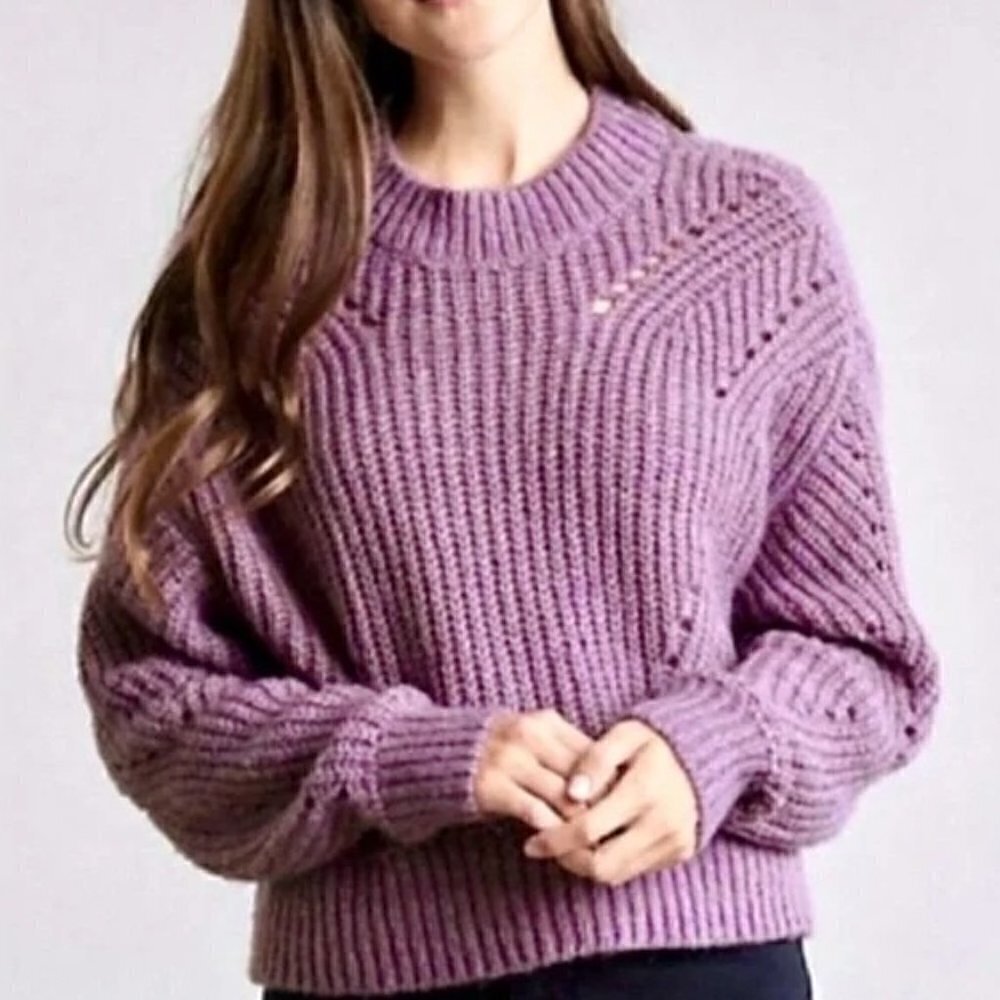 Elizabeth and James Purple Shimmer Crewneck Sweater XS‎